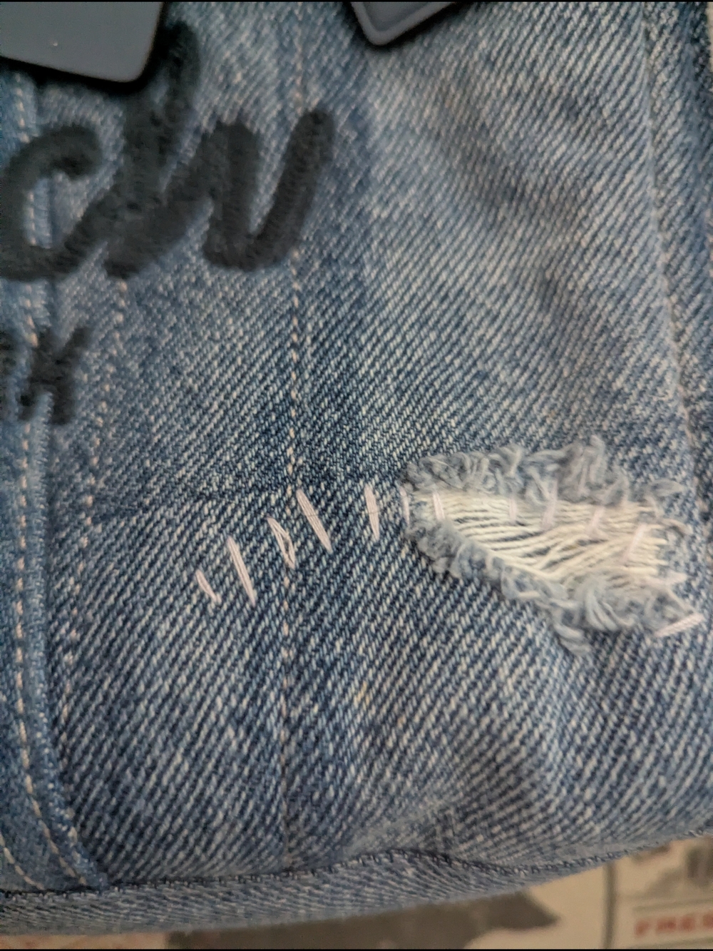 Coach Denim Cargo Tote Upcycled In A Love Denim Size 26 New Without Tags. - Picture 10 of 16